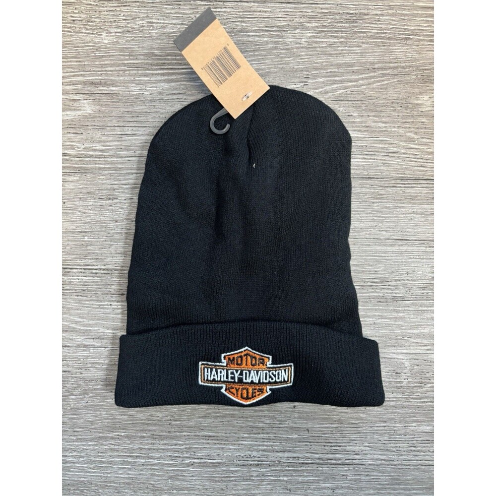 Black Harley-Davidson Men's Embroidered Bar & Shield Knit Beanie Cap One Size